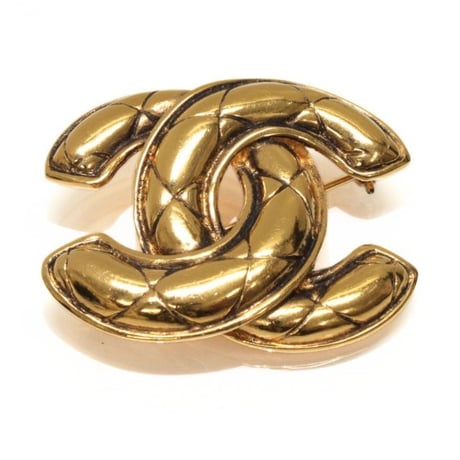 CHANEL CC Logo Motif Pin Brooch Gold-toned #74841