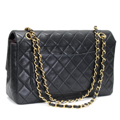 CHANEL Vintage Classic 27 Flap Bag Quilted Lambskin Black ＃75013