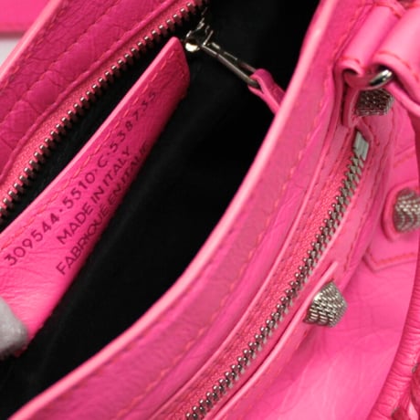 BALENCIAGA Giant Mini City Shoulder Bag Leather Fluro Pink ＃73747