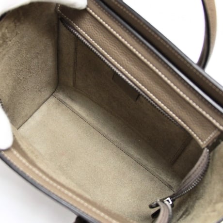 CELINE Nano Luggage Handbag Leather Beige #75182