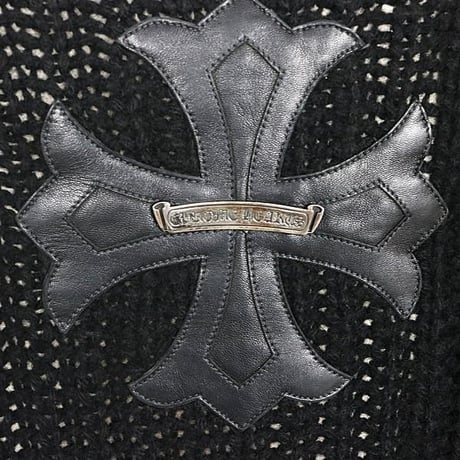 Chrome Hearts CH Plus Patch Leather-Accent Cashmere Knit #103268