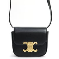 CELINE Mini Claude Shoulder Bag Shiny Calfskin Black #19070