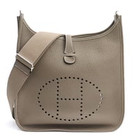 HERMES Evelyn 3PM Shoulder Bag Taurillon Clemence Leather Etoupe #19100