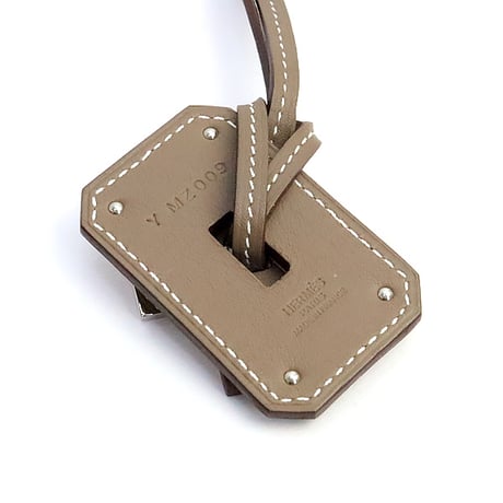 HERMES O'Kelly GM Pendant Necklace Swift Leather Etoupe ＃19004