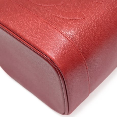 CHANEL CC Logo Vanity Bag Caviar Red #74112