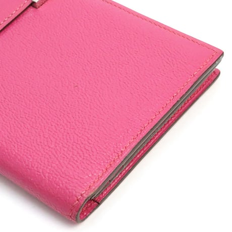 HERMES Bearn Soufflet Wallet Chevre Leather Fuchsia Pink #18991
