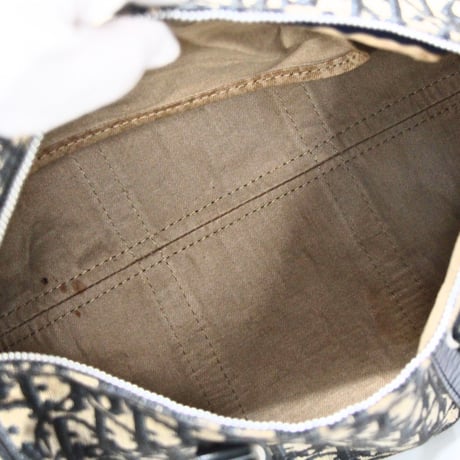 Christian Dior Mini Boston Bag Oblique Canvas Navy #74808