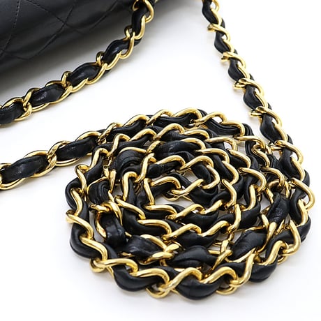 CHANEL Maxi 34 Classic Flap Bag Quilted Lambskin Black ＃15718