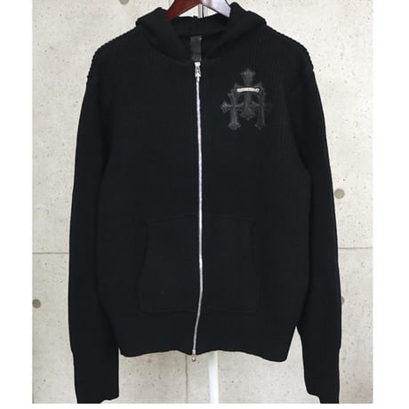 CHROME HEARTS Cashmere Zip Up Hoodie Black＃101404