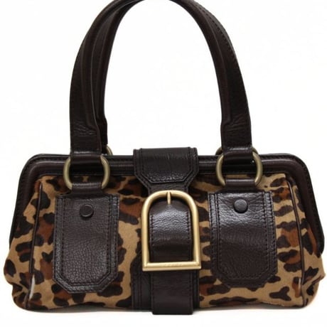 CELINE Ella Frame Satchel Bag Ponyhair Leather Brown #74683