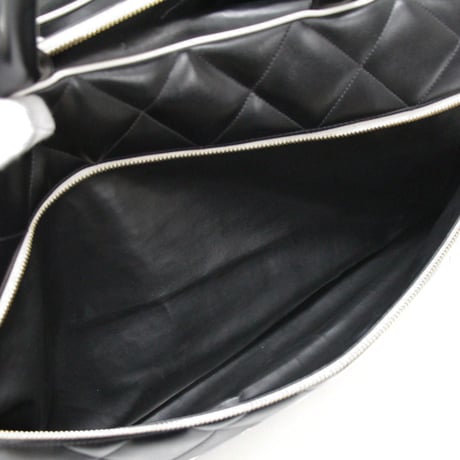 CHANEL Large Bowler Duffle Bag Quilted Leather Black #74564