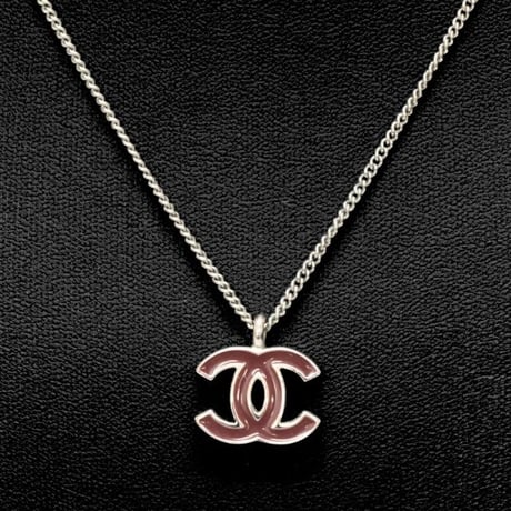 CHANEL CC Logo Pendant Necklace Silver-toned 02C #73008