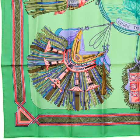HERMES Carre 90 Silk 100% Scarf Stole ”CUIRS DU DESERT” #73433