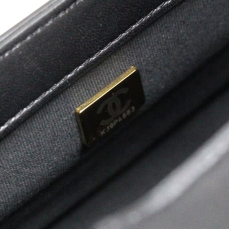 CHANEL Mini Graphic Catch Flap Bag Quilted Patent Black #73815
