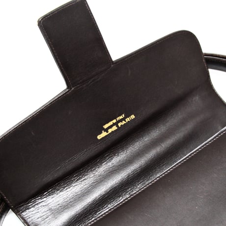 CELINE Horse Carriage Hardware Flap Sholuder Bag Leather Dark Brown #74802