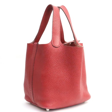HERMES Picotin Lock PM Handbag Taurillon Clemence Leather Rouge Casaque ＃19076