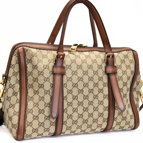 GUCCI Lady Web Boston Bag GG Canvas Beige Brown #73884