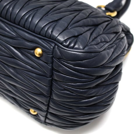 Miu Miu Matelasse Handbag Leather Navy #74610