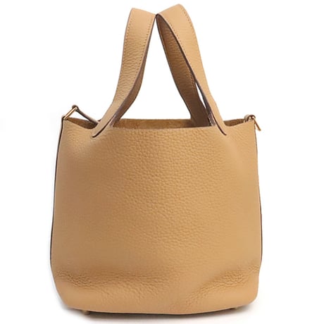 HERMES Picotin Lock PM Handbag Taurillon Clemence Leather Biscuit #19318