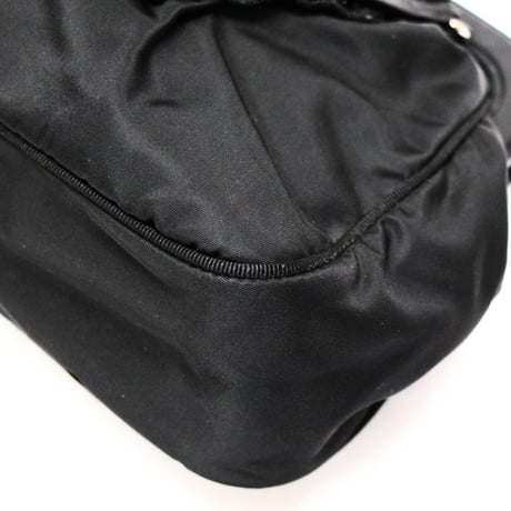 PRADA Bead Embroidered Mini Handbag Nylon Black ＃74972