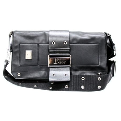 Christian Dior Street Chic Shoulder Bag Leather Black #75128