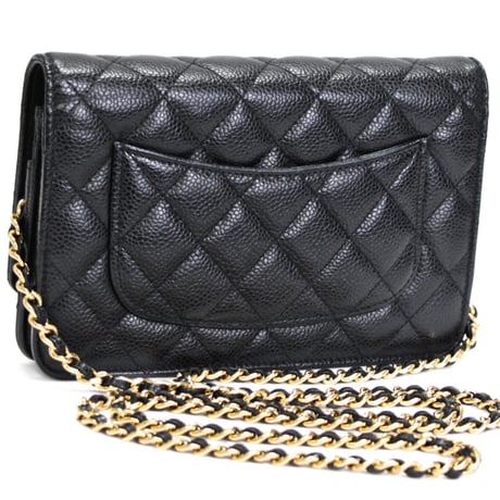 CHANEL Wallet on Chain Bag Quilted Caviar Black #75199