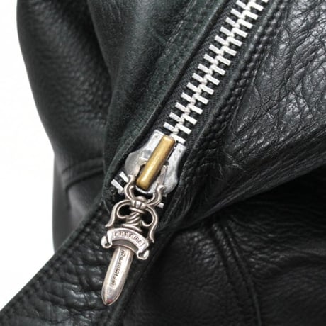 Chrome Hearts Black Heavy Leather Lelo Bag with Cross Patch #31094