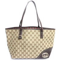 GUCCI New Britt Tote Bag GG Canvas Brown #19150