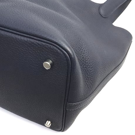 HERMES Picotin Lock MM Handbag Taurillon Clemence Leather Blue Nuit #19218