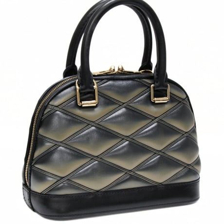 Louis Vuitton Alma BB Handbag Melletage Lambskin Black Beige M23576 #74595