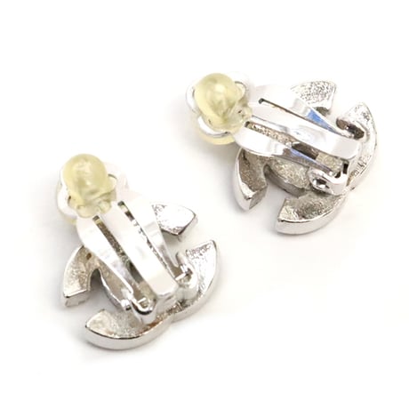 CHANEL CC Logo Motif Clip-on Earrings Silver-toned 05P #18823
