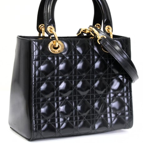 Christian Dior Medium Lady Dior Handbag Cannage Leather Black #73840