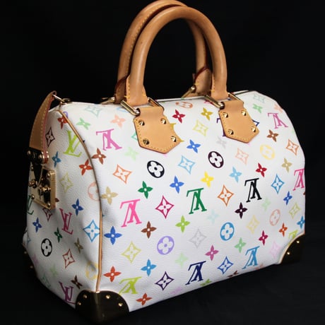 Louis Vuitton x Murakami Speedy 30 Handbag Monogram Multicolor White M92643 #75162
