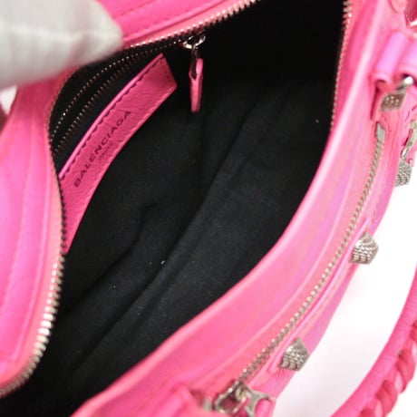 BALENCIAGA Giant Mini City Shoulder Bag Leather Fluro Pink ＃73747