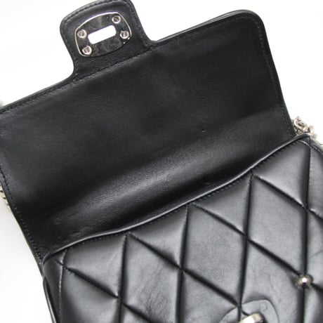 Miu Miu Matelasse Flap Shoulder Bag Studded Leather Black #74629