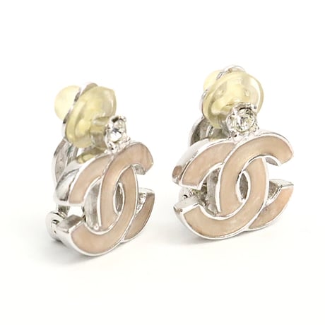 CHANEL CC Logo Motif Clip-on Earrings Silver-toned 05P #18823