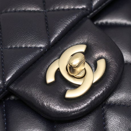 CHANEL Classic 25 Medium Double Flap Bag Quilted Lambskin Navy #74954