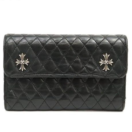 Chrome Hearts WAVE QUILTED 3 SNAP WALLET  Black #30028