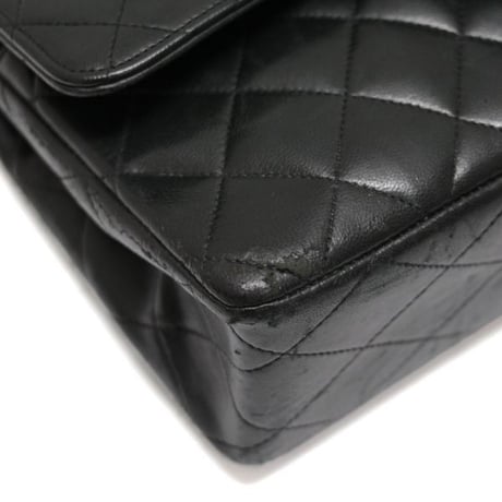 CHANEL Classic 23 Small Double Flap Bag Quilted Lambskin Black ＃74984