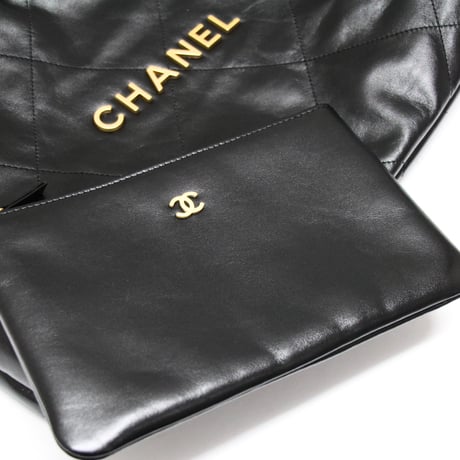 CHANEL 22 Large Handbag Quilted Calfskin Black #74733