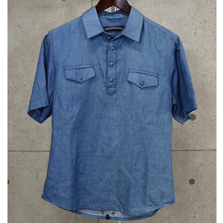 Chrome Hearts Cross Button Denim Polo Shirt with Cross Patch ＃102401