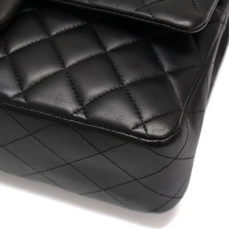 CHANEL Classic 25 Medium Double Flap Bag Quilted Lambskin Black ＃74778