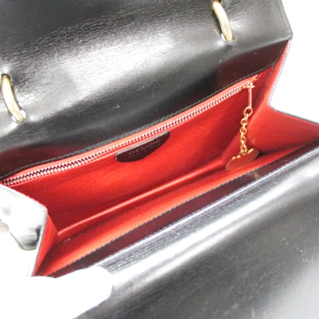 CELINE Horse Carriage Hardware Flap Sholuder Bag Leather Dark Brown #74802