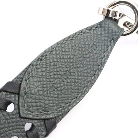 HERMES Tressage 25mm Shoulder Strap Epsom Swift Leather Vert Mangrove Noir ＃19119