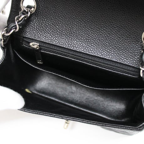 CHANEL Mini Square Flap Bag Quilted Caviar Black #72908