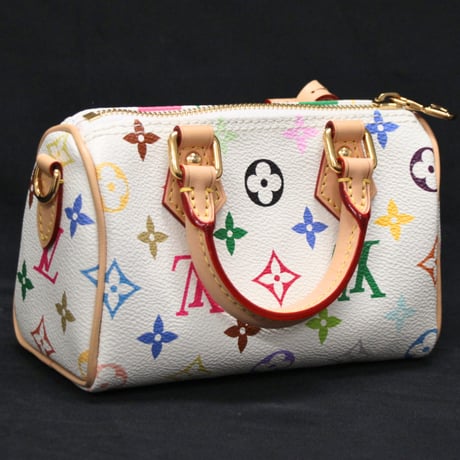 Louis Vuitton x Murakami Nano Speedy Handbag Monogram Multicolor White M13391 #75095