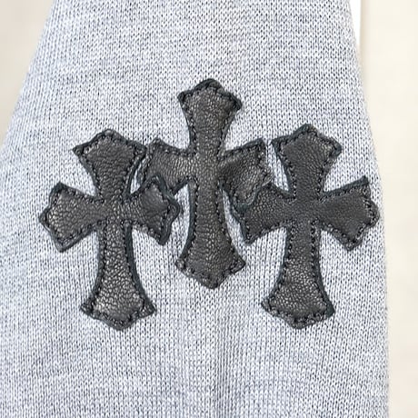 Chrome Hearts Y NOT Triple Cross Patch Long Sleeve Gray # 31187