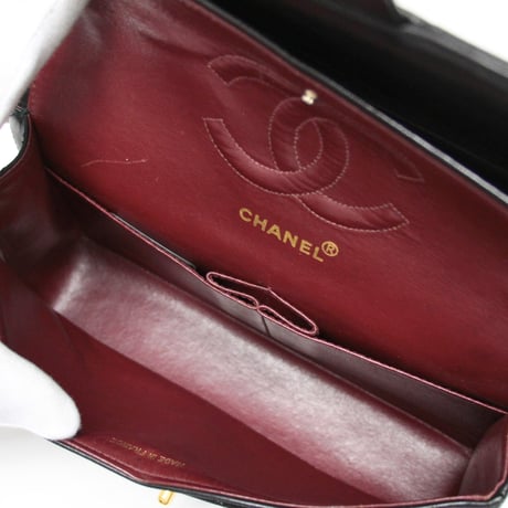 CHANEL Classic 23 Medium Double Flap Bag Quilted Lambskin Black ＃74958