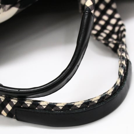 CHANEL Cruise Line Tote Bag Gingham Printed Canvas Black White #74316