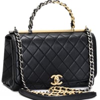 CHANEL Medium La Parisienne Flap Bag Quilted Lambskin Black #74961